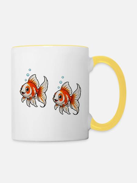 Goldfische Comic - Tasse zweifarbig - Weiß/Gelb