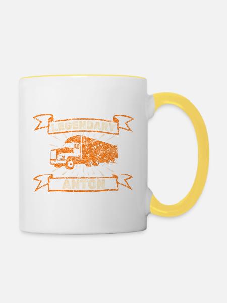 Anton - Tasse zweifarbig - Weiß/Gelb