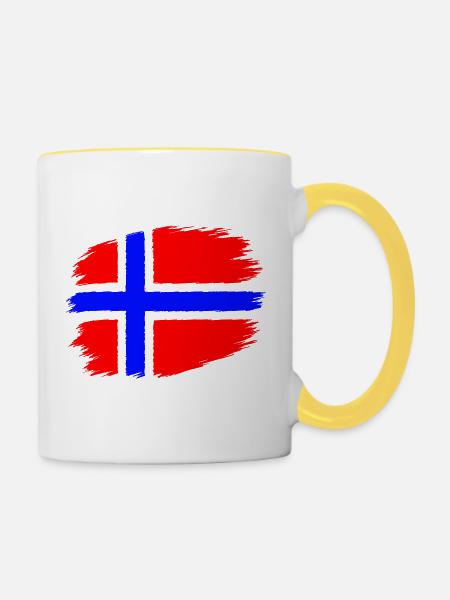 Flagge Norwegen - Tasse zweifarbig - Weiß/Gelb