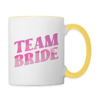 Équipe de mariage mariée - Mug contrasté - blanc/jaune - Droite