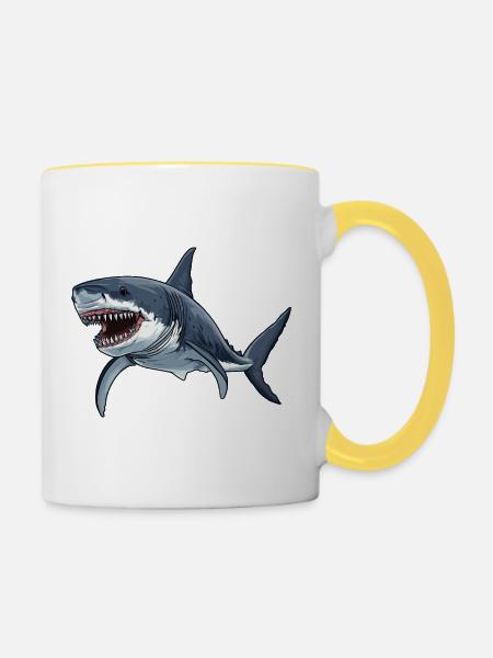 Haie Hai - Tasse zweifarbig - Weiß/Gelb