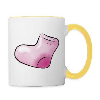 pink socks - Contrasting Mug - white/yellow - Right