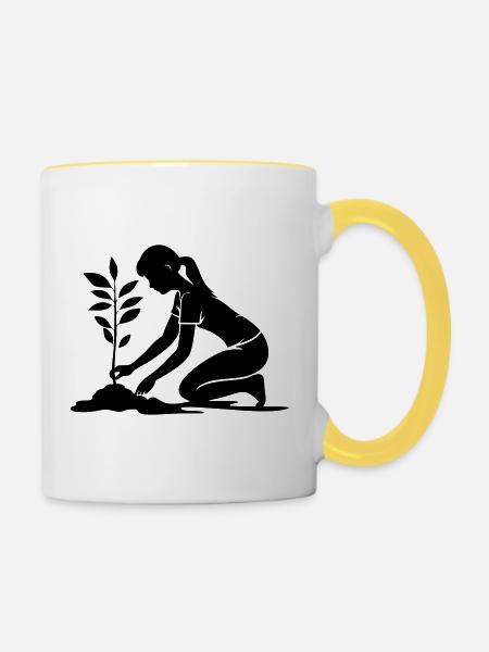 Einpflanzen Umwelt - Tasse zweifarbig - Weiß/Gelb