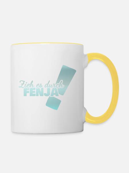 Durchhalten Fenja - Tasse zweifarbig - Weiß/Gelb