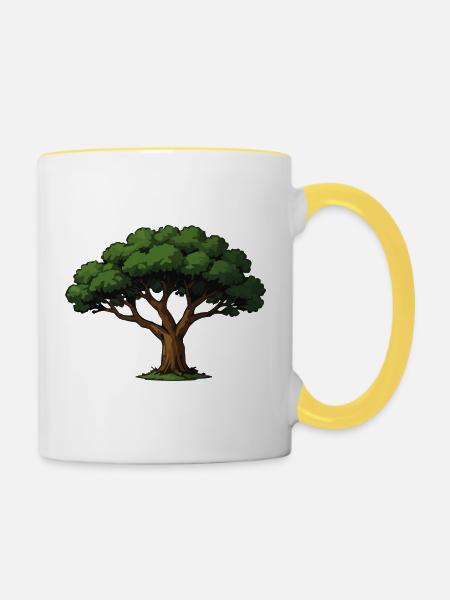 Waldbaum Illustration - Tasse zweifarbig - Weiß/Gelb