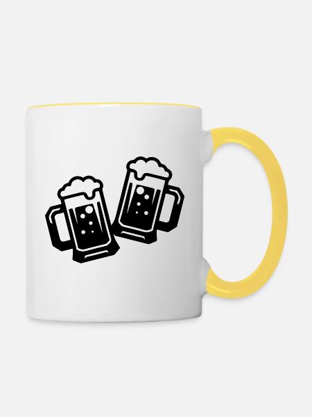 Bier Prost Symbol - Tasse zweifarbig - Weiß/Gelb