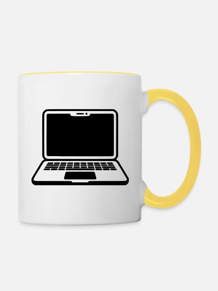 Laptop - Tasse zweifarbig - Weiß/Gelb
