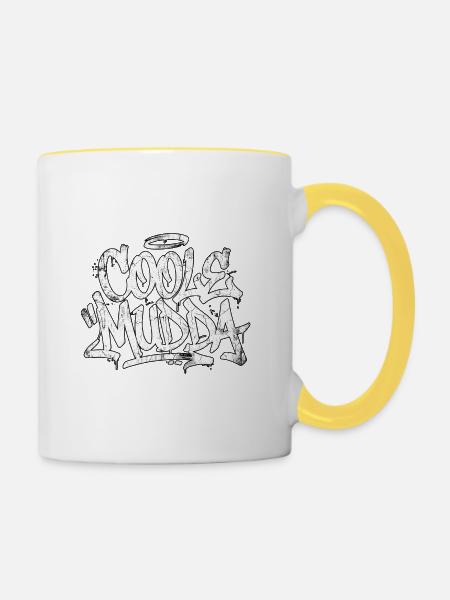 Coole Mutter Handschrift Graffiti - Tasse zweifarbig - Weiß/Gelb