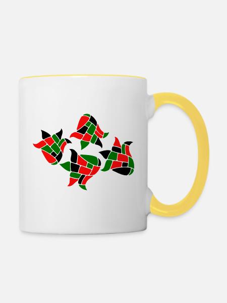Mosaik Fantasie - Tasse zweifarbig - Weiß/Gelb