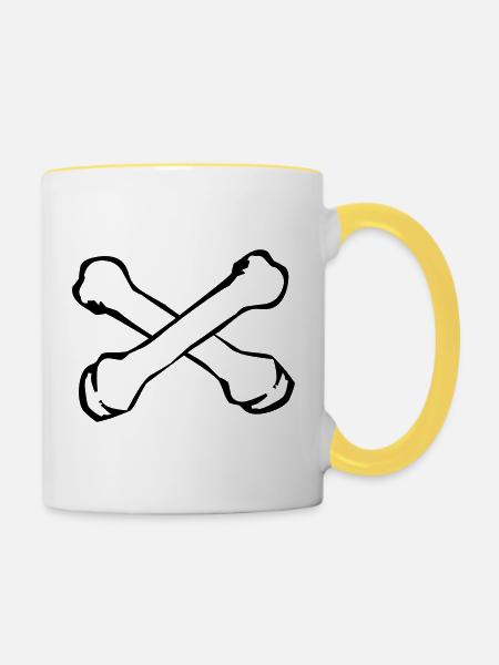 Knochen - Tasse zweifarbig - Weiß/Gelb