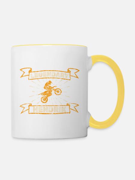 Biker Hendrik - Tasse zweifarbig - Weiß/Gelb