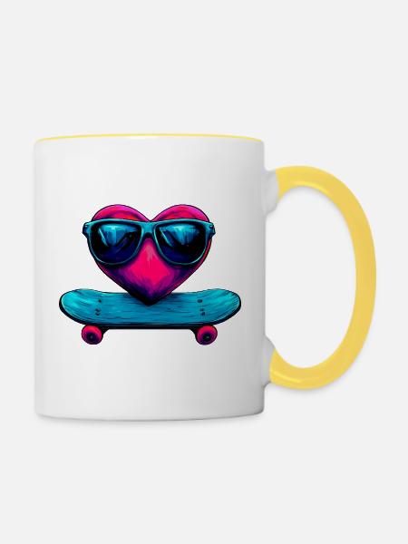 Skate Love Rider - Tasse zweifarbig - Weiß/Gelb