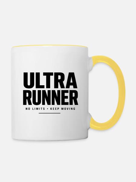 Ultra Runner No Limits Keep Moving - Tasse zweifarbig - Weiß/Gelb