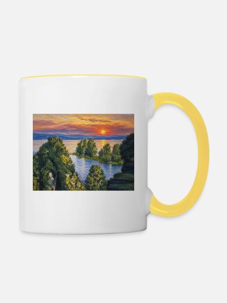 Sonnenuntergang - Tasse zweifarbig - Weiß/Gelb