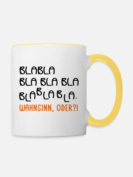 Gespräche Wahnsinn - Tasse zweifarbig - Weiß/Gelb
