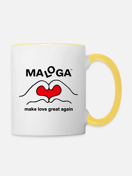 MALOGA - Make Love Great Again - Tasse zweifarbig - Weiß/Gelb