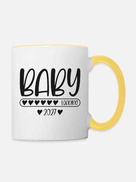 Baby 2027 Loading Schwangerschaft verkünden  - Tasse zweifarbig - Weiß/Gelb