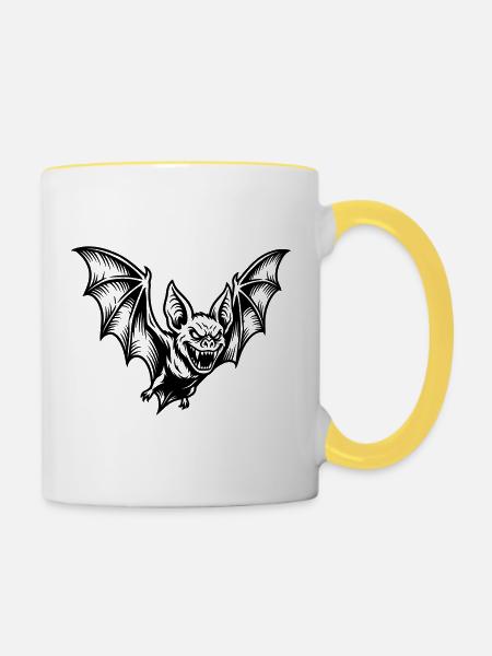Vampir Fledermaus - Tasse zweifarbig - Weiß/Gelb