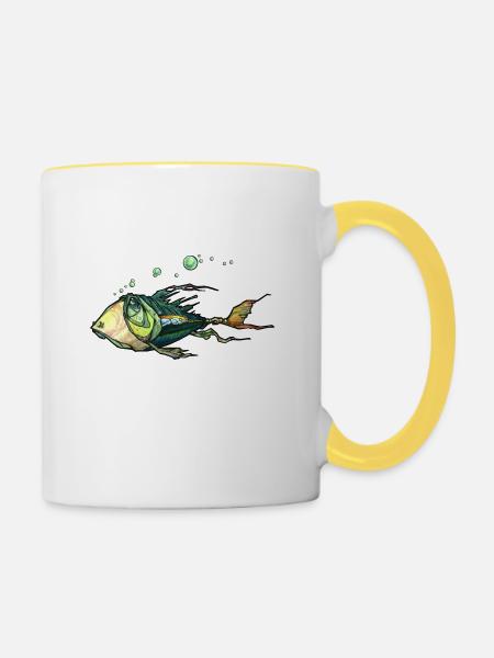 Fisch - Tasse zweifarbig - Weiß/Gelb