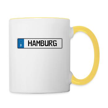 License plate Hamburg - Contrasting Mug - white/yellow - Right