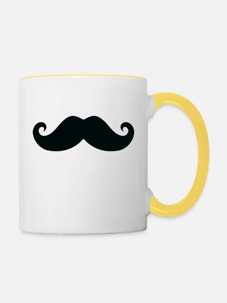 Schnauzbart Geschenk Moustache - Tasse zweifarbig - Weiß/Gelb