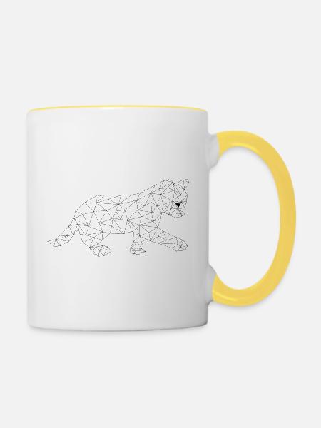 Süße Katze - Tasse zweifarbig - Weiß/Gelb