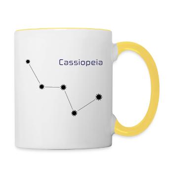 La constellation "Cassiopée" avec l'inscription "Cassiopée" - Mug contrasté - blanc/jaune - Droite