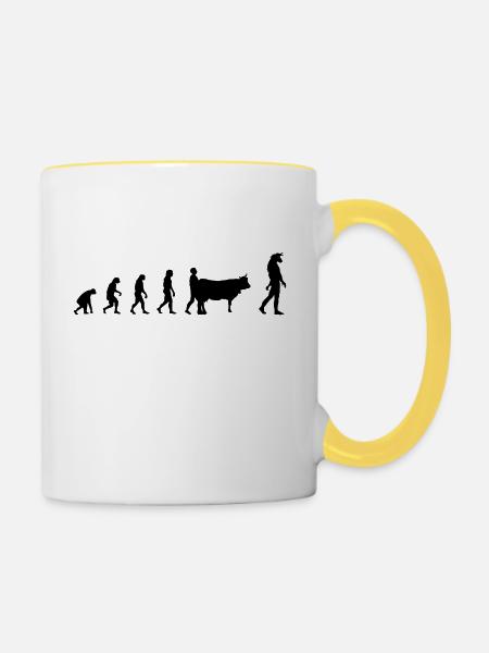 Evolution Mythologie - Tasse zweifarbig - Weiß/Gelb