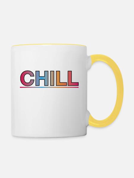 Chill doch - Tasse zweifarbig - Weiß/Gelb