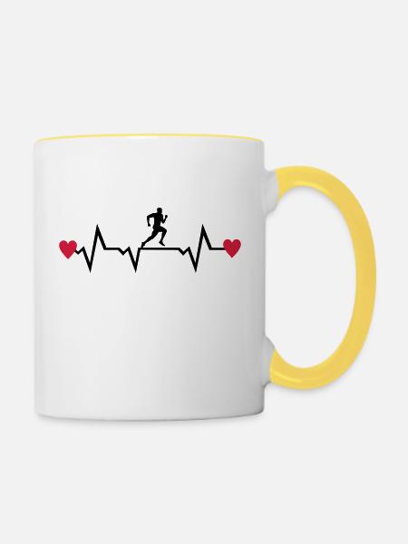 coureur t-shirt, Courir - Mug contrasté - blanc/jaune