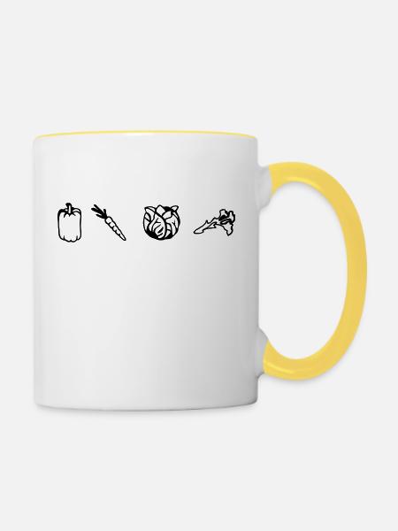 Veggies, Vegan, Vegetarian - Tasse zweifarbig - Weiß/Gelb