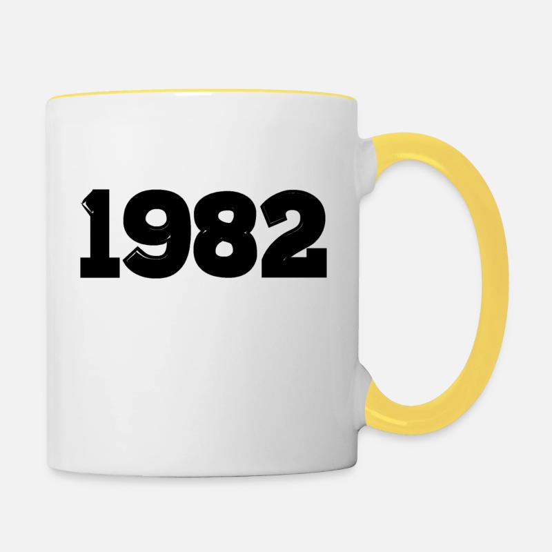 Year 1982 black - Contrasting Mug - white/yellow