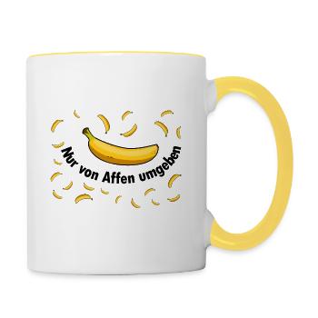 Banane Banana Design Von Affen Umgeben - Tasse zweifarbig - Weiß/Gelb - Rechts