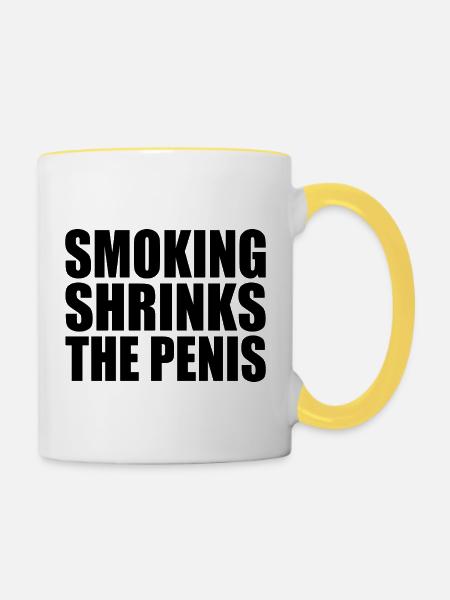 Smoking shrinks the penis - Tasse zweifarbig - Weiß/Gelb