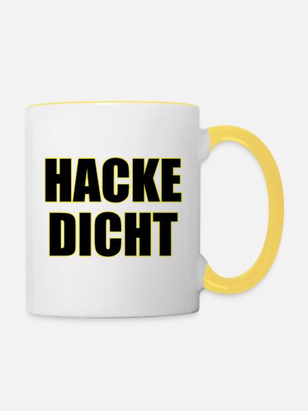 Hacke Dicht - Tasse zweifarbig - Weiß/Gelb