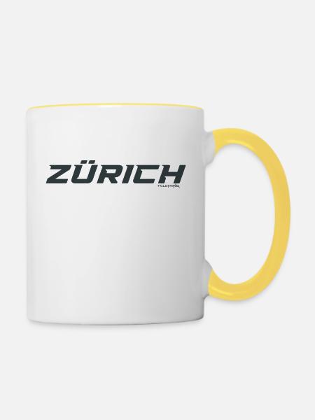 zürich - Tasse zweifarbig - Weiß/Gelb