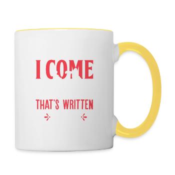 Je viens dans le volume qui a écrit de moi - Mug contrasté - blanc/jaune - Droite