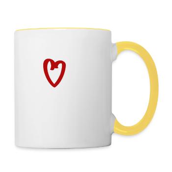 l’amour blesse l’amour police drôle dire - Mug contrasté - blanc/jaune - Droite