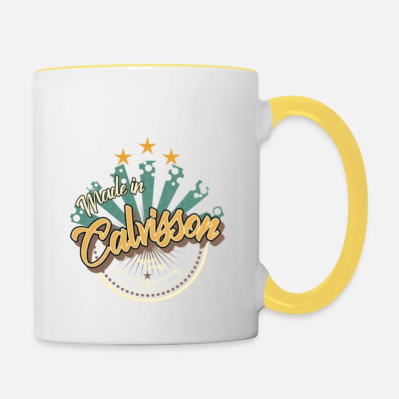 Made in Calvisson - Mug contrasté - blanc/jaune