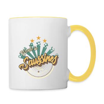 Made in Saussines - Mug contrasté - blanc/jaune - Droite