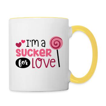 I m a sucker for Love Valentines Day - Contrasting Mug - white/yellow - Right