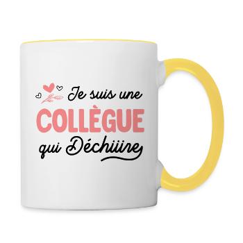 Collègue qui déchire - cadeau fille - Mug contrasté - blanc/jaune - Droite