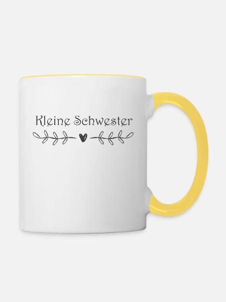 Kleine Schwester - Tasse zweifarbig - Weiß/Gelb