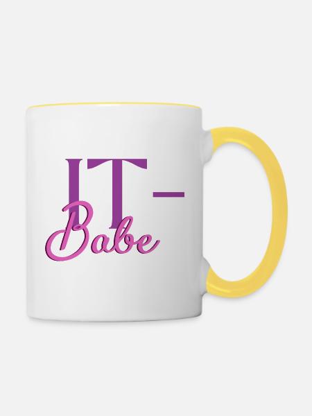 IT-Babe - Tasse zweifarbig - Weiß/Gelb
