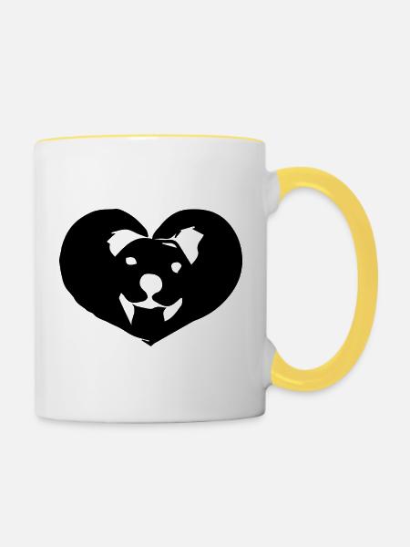 Hund Dog - Tasse zweifarbig - Weiß/Gelb