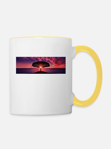 Sonnenuntergang - Tasse zweifarbig - Weiß/Gelb