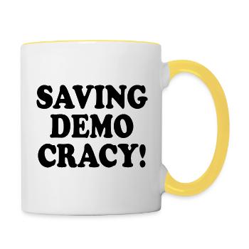 Saving democracy - Contrasting Mug - white/yellow - Right