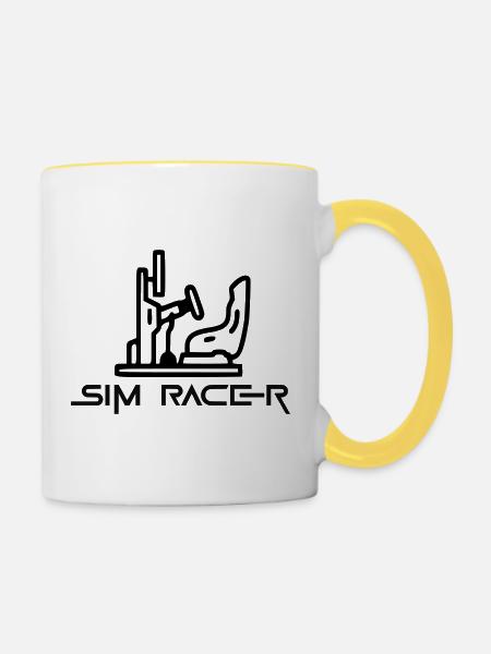 Sim Racer - Tasse zweifarbig - Weiß/Gelb