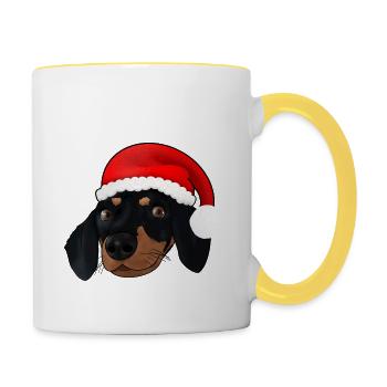 XmasDackel - Tasse zweifarbig - Weiß/Gelb - Rechts