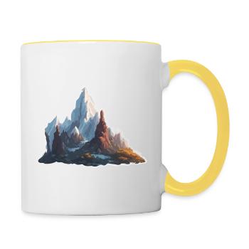 Mountain / Alps / Summit / Nature / Forest / Rock - Contrasting Mug - white/yellow - Right